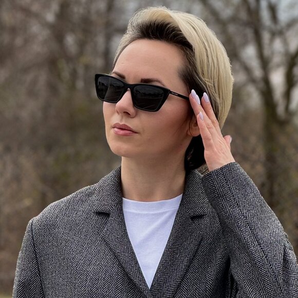 Saint Laurent Women Sunglasses Black Cat Eye SL737 MICA THIN 001 BRAND NEW - Picture 13 of 14